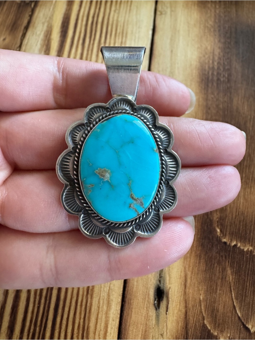Andy Cadman Sterling Silver Royston Turquoise Oval Pendant - Picture 4 of 5